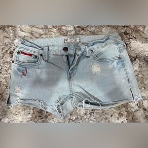 Free People Jean Shorts with Red Stitching Detail. Size 24
